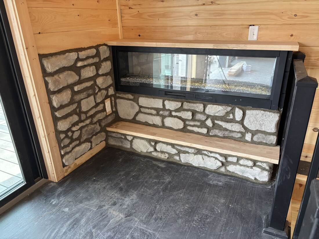 Custom stone fireplace surround